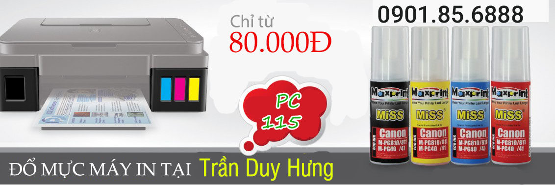 dịch vụ đổ mực máy in nhanh nhất tại Trần Duy Hưng
